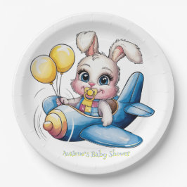Plato De Papel Sewn Patchwork Cute Bunny & Pacifier Baby Shower