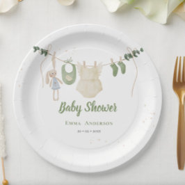 Plato De Papel Sexo Boho Sexo Neutral Vintage Bebé Rústico Ducha