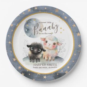 Plato De Papel Sexo cordero Baby Shower neutro