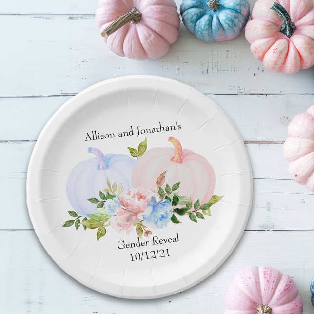 Plato De Papel Sexo de calabaza revelar Personalizado de otoño az (Subido por el creador)
