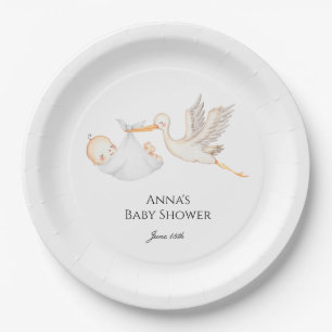 Plato De Papel Sexo neutral de Stork Baby Shower