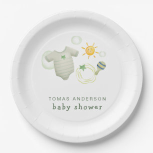 Plato De Papel Sexo Neutral Sage Green Baby Clothes Toyower