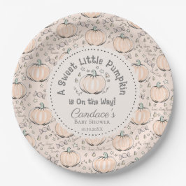 Plato De Papel Sexo Neutral Sweet Little Pumpkin Baby Shower