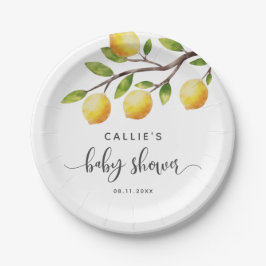 Plato De Papel Sexo neutro de limón amarillo Baby Shower