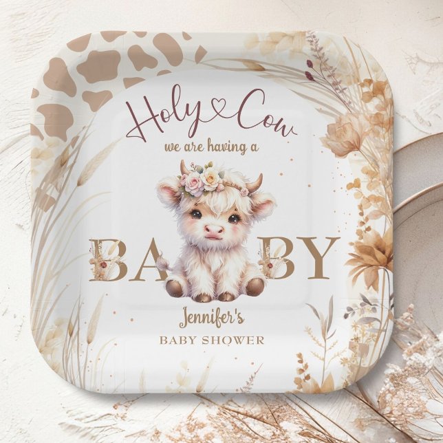 Plato De Papel Sexo neutro en Baby Shower Boho de la vaca sagrada (Subido por el creador)