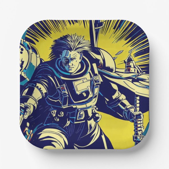 Plato De Papel SF - Anime Hero Woodcut 1 (Anverso)