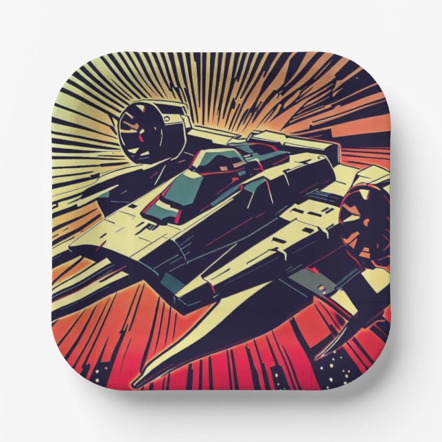 Plato De Papel SF - Anime Starfighter Woodcut 1 (Anverso)