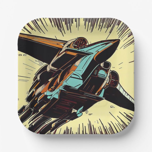 Plato De Papel SF - Anime Starfighter Woodcut 3 (Anverso)