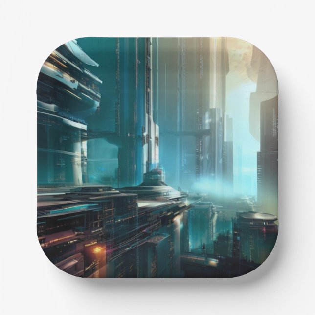 Plato De Papel SF Ciudad Futurista 3 (Anverso)