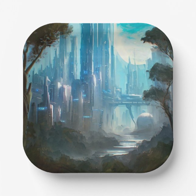 Plato De Papel SF - Ciudad Sobre El Planeta Forestal 2 (Anverso)