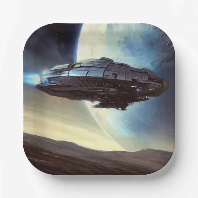 Plato De Papel SF Orbiting Spaceship 2 (Anverso)