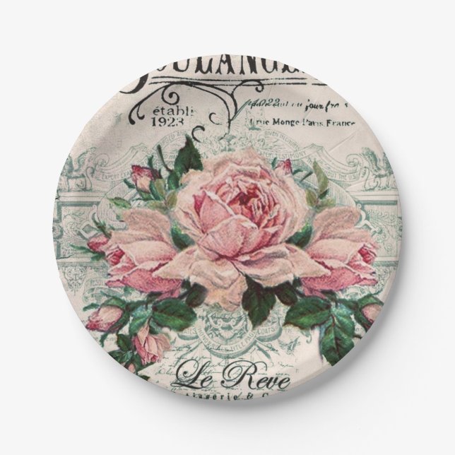 Plato De Papel shabby chic, desoupage, victoriano, moda francesa, (Anverso)
