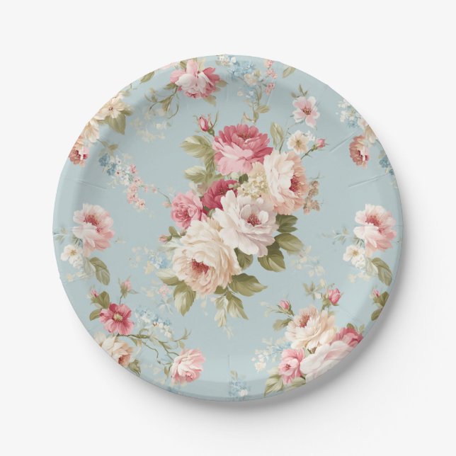 Plato De Papel Shabby Chic florals (Anverso)