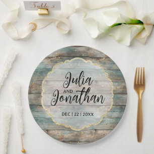 Plato De Papel Shabby Chic Pastel Wood