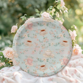 Plato De Papel Shabby chic Tea Fiesta Bridal Shower