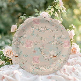 Plato De Papel Shabby chic Tea Fiesta Bridal Shower