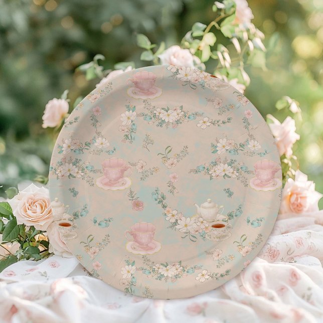 Plato De Papel Shabby chic Tea Fiesta Bridal Shower (Subido por el creador)