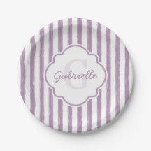 Shabby Purple Pintado Stripes Monograma y nombre