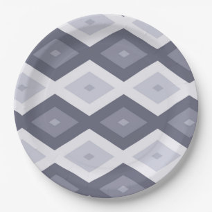 Plato De Papel Shades of blue grey diamond pattern