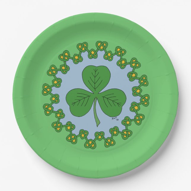 Plato De Papel Shamrock and Knotwork (Anverso)