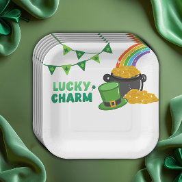 Plato De Papel Shamrock Charm Shamrock St. Patrick's Day Baby Sho