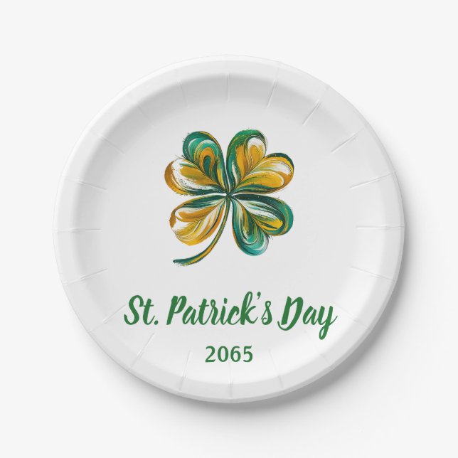 Plato De Papel Shamrock del Día de San Patricio (Anverso)