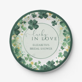Plato De Papel Shamrock Lucky in Love Bridal Shower