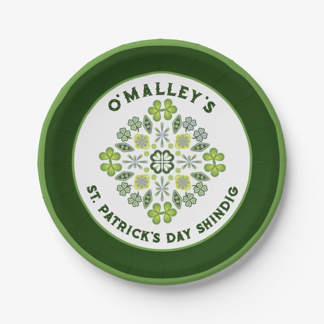 Plato De Papel Shamrock Mandala St. Patrick's Day Fiesta