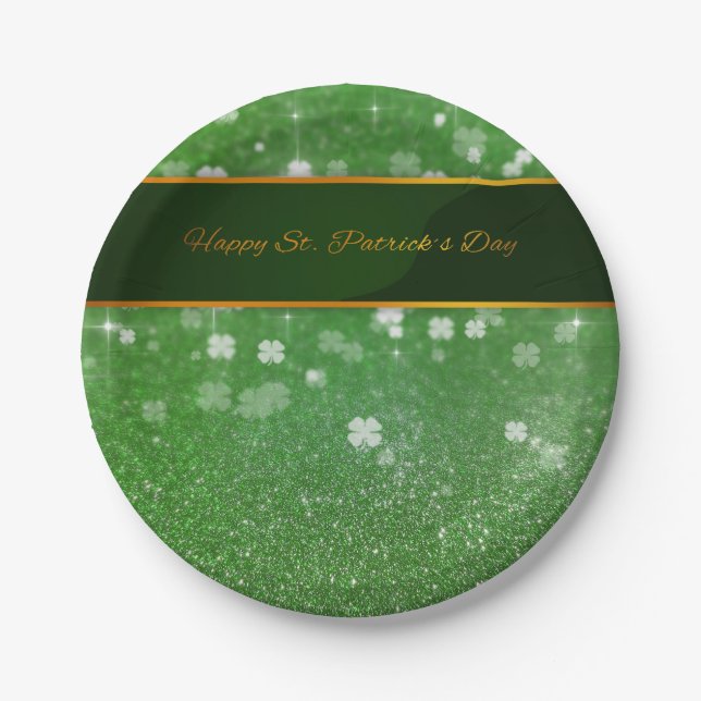 Plato De Papel Shamrock, Purpurina de San Patricio (Anverso)
