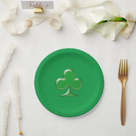 Plato De Papel Shamrock verde irlandés del Día de San Patricio