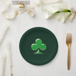 Plato De Papel Shamrock verde oscuro en el Día de San Patricio