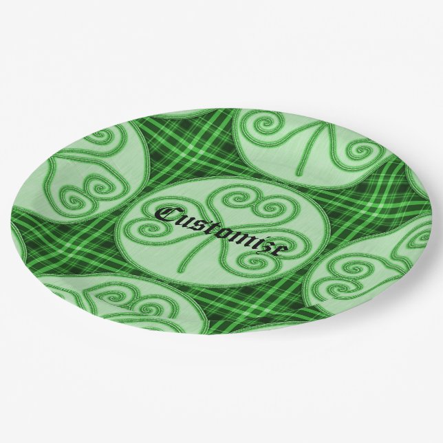 Plato De Papel Shamrock verde y negro (Angular)