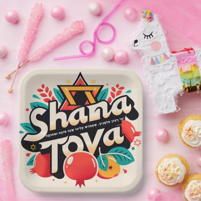 Plato De Papel Shana tova Rosh chshana (Fiesta)