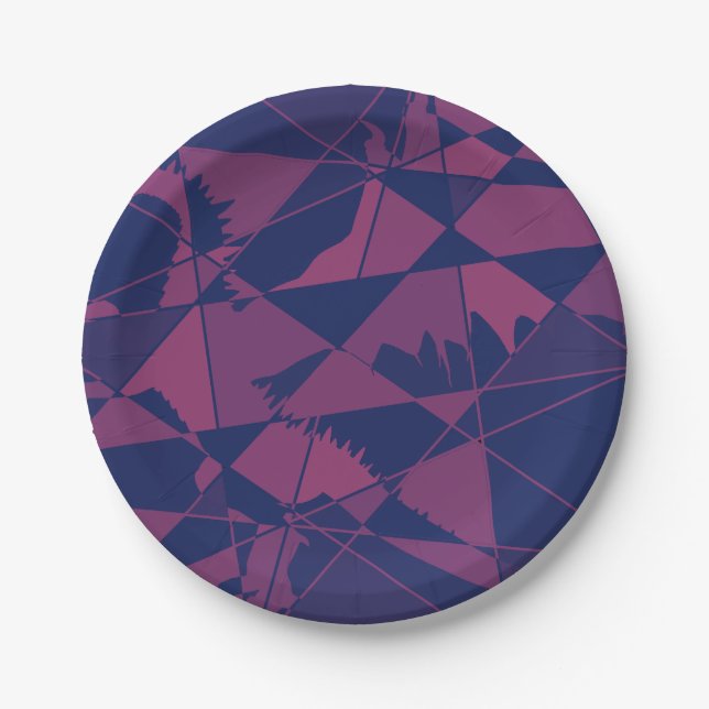 Plato De Papel Shattered Blue Red  (Anverso)