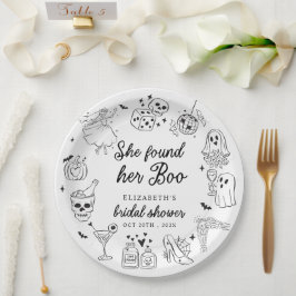 Plato De Papel She Found Her Boo Ghost Floral Bridal Shower