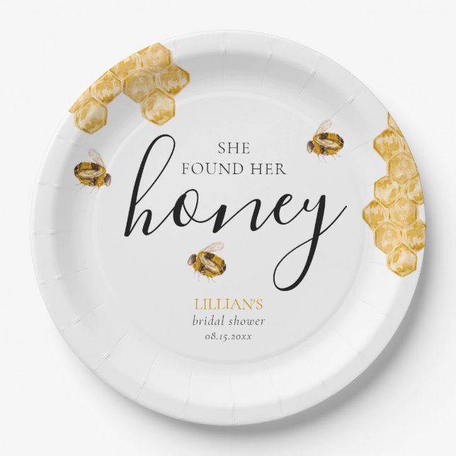 Plato De Papel She Found Her Honey Bee Bridal Shower  (Anverso)