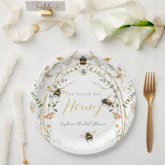 Plato De Papel She found her Honey Wildflower Bridal Shower