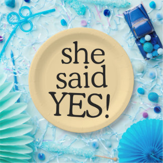 Plato De Papel She Said Yes!!!!! | Engagement Celebration Design