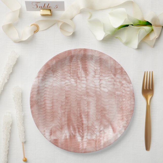 Plato De Papel Shell blanco rosa de Rubor (Boda)