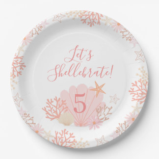 Plato De Papel Shell Girl Birthday Party Plates