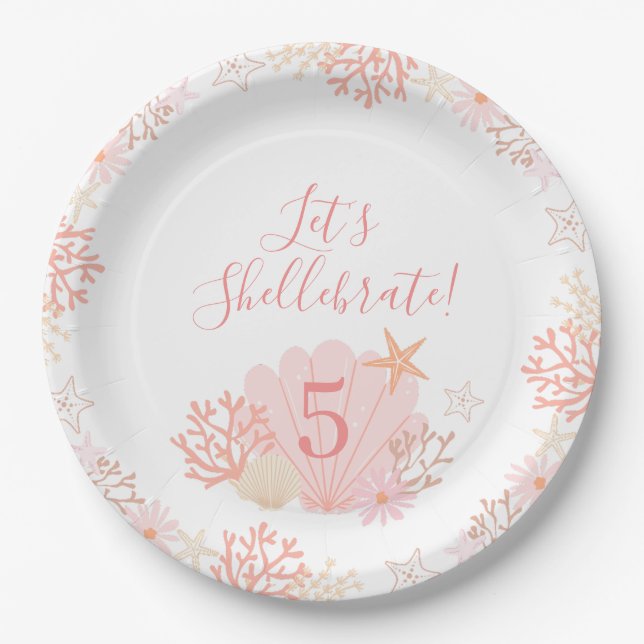 Plato De Papel Shell Girl Birthday Party Plates (Anverso)