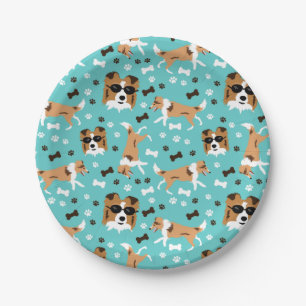 Plato De Papel Shells Shetland Sheepdog Mini Collie Pattern Pap