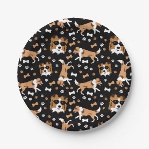 Plato De Papel Shells Shetland Sheepdog Mini Collie Pattern Pap