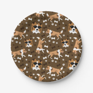 Plato De Papel Shells Shetland Sheepdog Mini Collie Pattern Pap