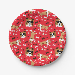 Plato De Papel Shells Shetland Sheepdog Mini patrón de color