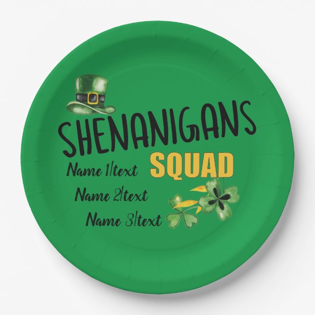 Plato De Papel Shenanigans Squad, Green St. Patrick's Day Party (Anverso)