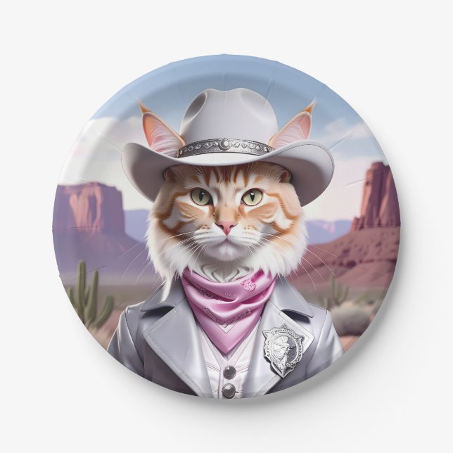 Plato De Papel Sheriff Cat (Anverso)