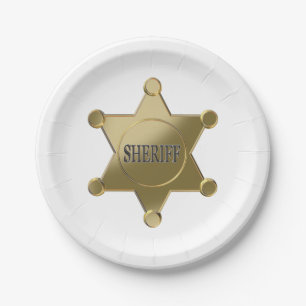 Plato De Papel Sheriff golden star