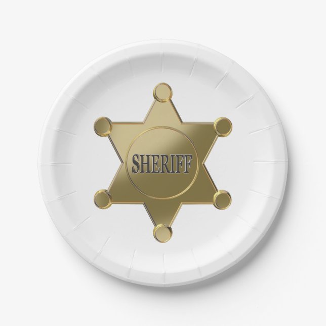 Plato De Papel Sheriff golden star (Anverso)
