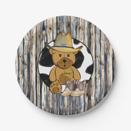 Plato De Papel Sheriff Teddy Oso Placa de papel para pasteles